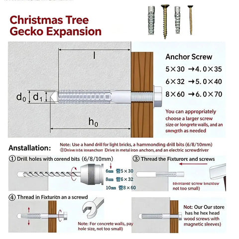 Heavy Duty Metal Expansion Anchors With Screws 50 Pack For Hollow Walls, Tough As Nails High Strength Expansion Fasteners For Drywall Concrete Brick Masonry, Wall Repair Anchor Kit With Screws And Bolts. metal wall anchor installation guide with 6x32 size