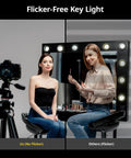 Comparison of two people applying makeup under Compact 16x16 Softbox Lighting Kit With LED Bulb for TikTok and Video.