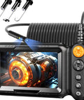 Endoscope Camera With Light Dual Lens 1080p HD Borescope IP67 Waterproof Snake Camera Built In 5 Inch IPS Screen showing engine
