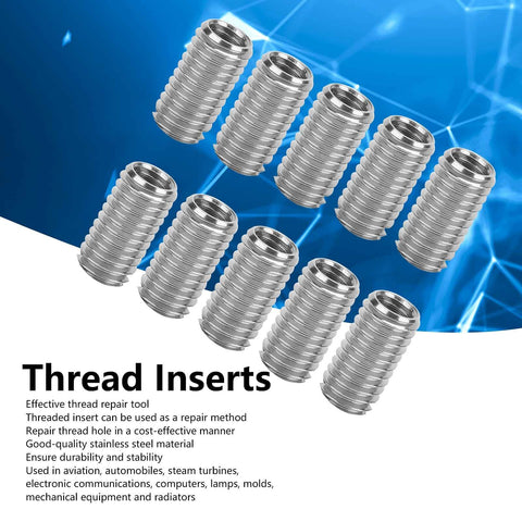 10 Pack Stainless Steel Thread Repair Inserts Set With M6 X 1 Female And M8 X 1.25 Male Threads, 15mm Length, Heavy Duty Sleeves