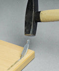 Heavy Duty Aluminum Biscuit Connectors Size 20 Slide In Joint Locators For Cabinet Shop being installed with a hammer on wood.
