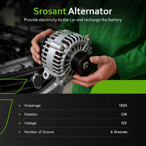 Alternator Replacement For 2007 To 2012 Sorento Sedona Borrego Veracruz Sonata Santa Fe Entourage Azera 3.3L 3.8L V6 Direct Fit OEM Quality