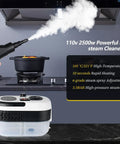 7 In 1 Handheld Steam Cleaner With 2500W High Pressure for deep cleaning, emitting steam from the nozzle in a kitchen setting.