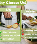 FATUXZ stainless steel potato crinkle cutter front view with wavy blades for vegetables