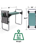 Two In One Garden Kneeler And Seat Bench Foldable Workseat With Eight Inch Wide EVA Foam Pad And Detachable Tool Pouch