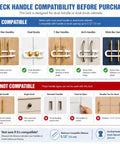 Handle compatibility chart for No Adhesive Dual Handle Cabinet Locks For Kid Proofing Reusable And Damage Free Easy Install Childproof Cabinet Latches For Cupboards And Drawers Safe Home Lock Solution 6 Pack.