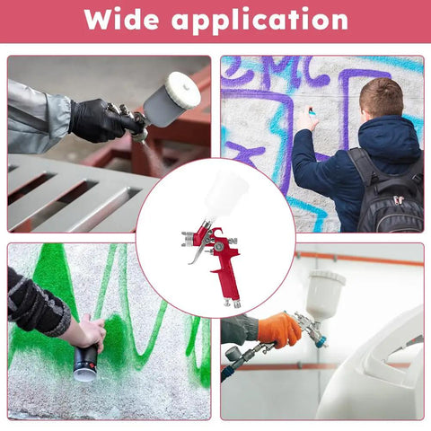 Heavy Duty Air Spray Gun With A Snazzy 600Cc Cup And Precise 1.5Mm Tip used in diverse applications like graffiti and car painting.