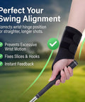 Golf Wrist Training Aid Wrist Brace To Fix Wrist Angle And Alignment For A Clean Swing Game Changer, shown in use on wrist.