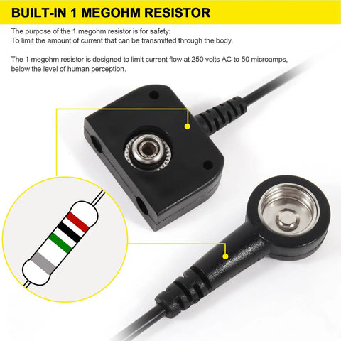 ESD Mat Anti Static Grounding Kit for Workstations Setup, 15 Feet Low Profile Grounding Plug Adapter with built-in 1 megohm resistor