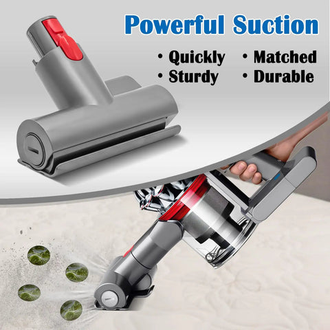 Quick Release Mini Motorhead for Dyson V8 V7 V10 V11 Vacuums, snap on brush, deep cleaning demonstration on a carpet