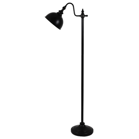 Sweet Matte Black Steel Pharmacy Floor Lamp Featuring Matching Metal Shade And Easy Rotary Switch Ideal For Brightening Up Your Living Room Office Or Cozy Reading Nook With Vintage Meets Modern Vibes showing full side view.