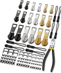 Zipper Repair Kit Upgrade With Replacement Sliders And Pulls 99 Piece Quick Fix Set For Jackets Backpacks And Luggage No Fuss DIY Friendly Easy Install With Instant Zipper Plier Includes Pull Replacements Fits Sizes 3 5 8