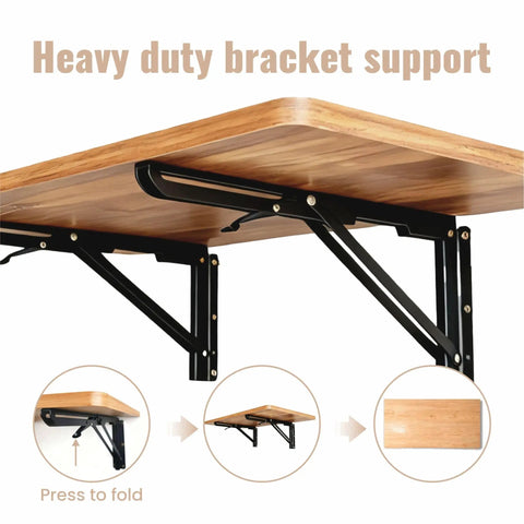 Wall Mounted Folding Table For Garage And Laundry Room Use, Handy Home Wall Desk and Folding Workbench, brackets visible