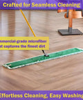 Top Shelf 6 Pack Microfiber Sweeper Mop Pads, 60 Inch Replacement Dry Dust Mop Heads on hardwood floor.