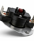 180 Degree Fahrenheit L180 upper limit switch with manual reset for gas furnaces, 60K-120K BTU, side view, compatible with York, Coleman.