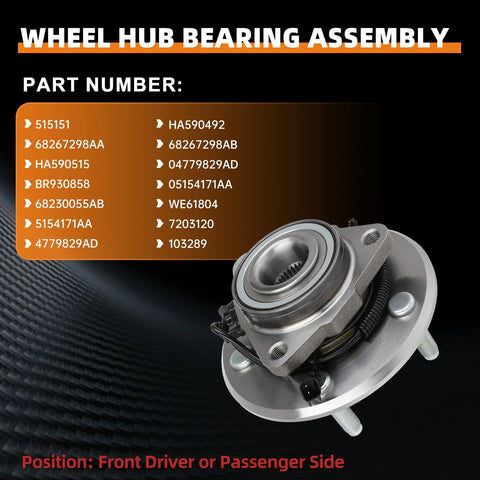 Front Wheel Bearing And Hub Assembly For Ram 1500 2012 2018 And Ram 1500 Classic 2019 2 Piece 5 Lug Hub With ABS