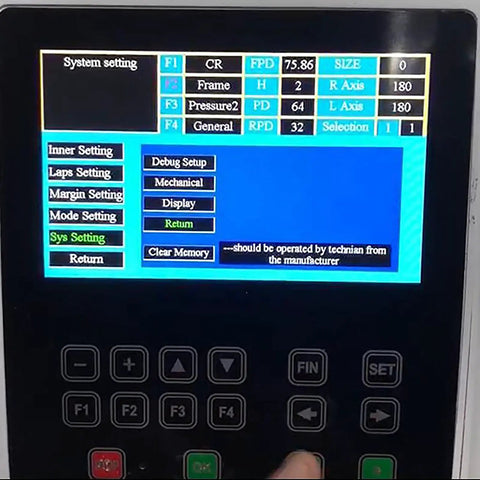 Control panel of Automatic Edge Grinding Machine For Eyewear With Scanner And 7 Inch Touch Screen showing settings interface