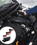 T-Handle Hex Key Wrench Set Of 10 Pieces With Ball-End Design And Storage Bracket For Precise Car Auto Bike Diy Repair Work, Durable Metric Hand Tool Kit That Slips Right Into Tight Spots Like A Charm. In car engine bay, metric T-handle hex keys in bracket for auto repair.