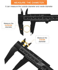 20 Pack Mini Plastic Vernier Calipers 6 Inch 150 mm Dual Scale Metric And Inch Black Eyebrow Ruler, measuring a ring