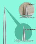 Close-up of Ultra Precision Stainless Steel Tweezers Set With Two Pieces For Gundam And Scale Models, showing fine point tips.