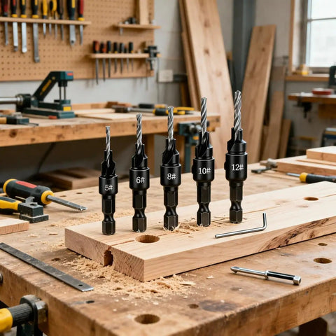 6 Piece Screw Extractor Set for Reversing Damaged Screws and Bolts Works with Any Drill 3 to 12mm Range shown in workshop