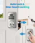 Keyless Entry Door Lock With Keypad And Auto Lock Digital Smart Lock With Codes Anti Peeking Password Satin Nickel Finish