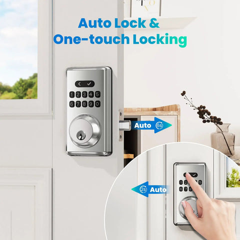 Top Notch Keyless Entry Door Lock With Digital Smart Keypad Deadbolt And Electronic Home Security Featuring Slick Anti Peeking Password Access With Spare Alloy Keys