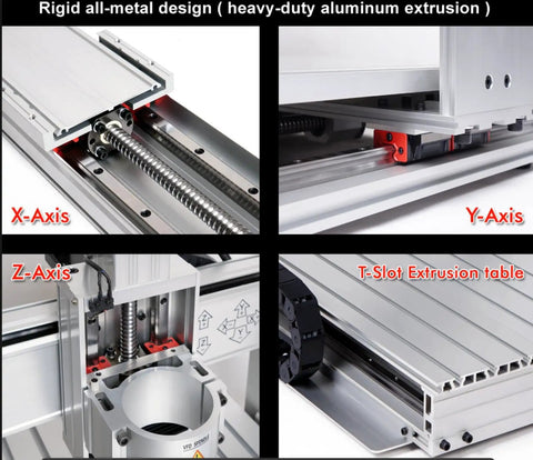 3 Axis CNC Router With 1.5KW Spindle And Linear Guide For Ultra Precise Engraving, Milling And Carving, X, Y, Z Axes, T-Slot Table