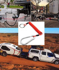 Collage of 4 Foot Breakaway Trailer Cable With Pin Emergency Brake Wire Coiled Stainless Steel Spring for RVs and trailers