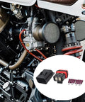Close-up of motorcycle electrical system with 2 Pack 40A Motorcycle Fuse Holder Set For Electrical Systems On Bikes shown in inset