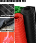 Real Deal 5mm Electrical Insulated Rubber Mat High Voltage Safety Flooring Antishock Substation Workpad in black, red, and green rolls.