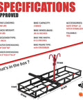 Beefy 2 Bike Hitch Rack And Foldable Cargo Carrier For E Bikes, illustration with dimensions and specifications