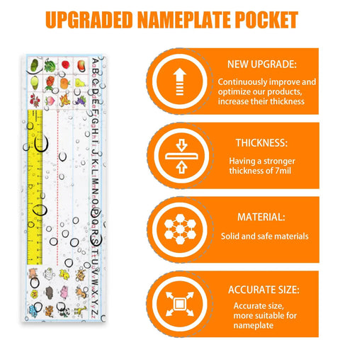 40 Pack Clear Adhesive Desk Nameplate Pockets, 13.5 by 4.7 Inch Self Adhesive Name Tag Sleeves; focus on product upgrades and thickness