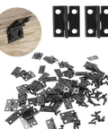 Black Mini Hinges Set 50 Pcs With 200 Tiny Screws for DIY Crafts Jewelry Box Dollhouse Picture Frame 18x15mm small hinges