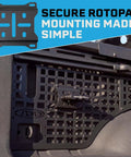 Rock Solid Molle Panel RotoPax Mount For Your Overland Trail Rig Durable Quick Lock Design for secure storage solution.