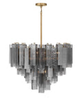 Top Shelf 15 Light Pendant Fixture Featuring Authentic Legacy Brass Finishes And Hand Crafted Grey Smoke Glass, 33" x 26" decor.