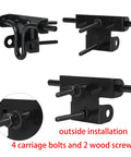 Heavy Duty Slide Bolt Gate Latch Featuring Reliable Padlock Hole For Wood Fences And Vinyl Gates with carriage bolts and screws.