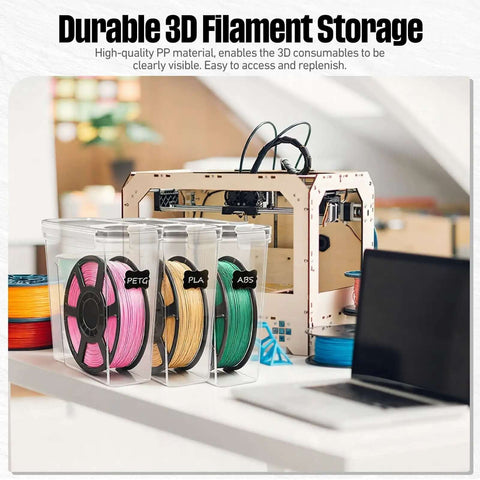 8 Pack 3D Printer Filament Storage Boxes Portable Sealed Waterproof and Dustproof with Desiccant and Pen in studio setup