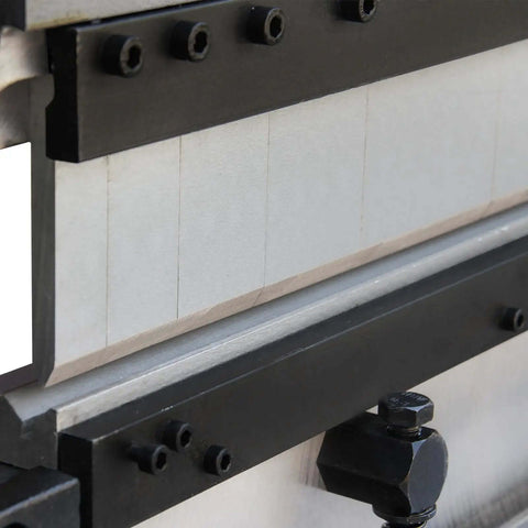 Close-up of 52 Inch 16 Gauge Sheet Metal Shear Press Brake And Slip Roll Combo 3 In 1 machine with hardened dies and segmented fingers.