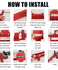 Installation steps for Beefy Offset Base System With Parallel Guide For Woodworking shown in multiple images
