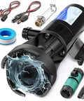 12V RV Macerator Pump With 3 Inch Large Port, 12 GPM Flow, 10 Ft Suction, Self Priming Waste Water Pump For RV Boat Yacht And Home Kitchen Drainage, Portable Sewer Pump With Stainless Steel Cutter And Easy Clog Clearing