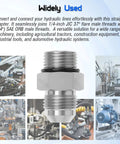 Hydraulic Adapter Fitting Pro Grade One Quarter Inch JIC 37 Degree Male To One Quarter Inch SAE ORB Male Straight Thread For Hydraulic Lines And Industrial Systems High Pressure Durable Conversion, steel straight adapter in industrial use