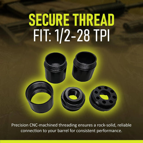 Beefy Heavy Duty CNC Machined 1/2x28 Threaded Enhancement Adapter With 3.8 Inch Precision Alignment Device, alloy steel, modular.