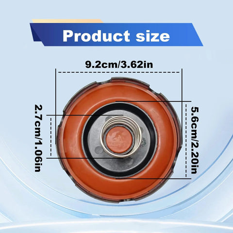 Pleoos PCV valve diaphragm cover repair kit, orange diaphragm with metal center, front view.