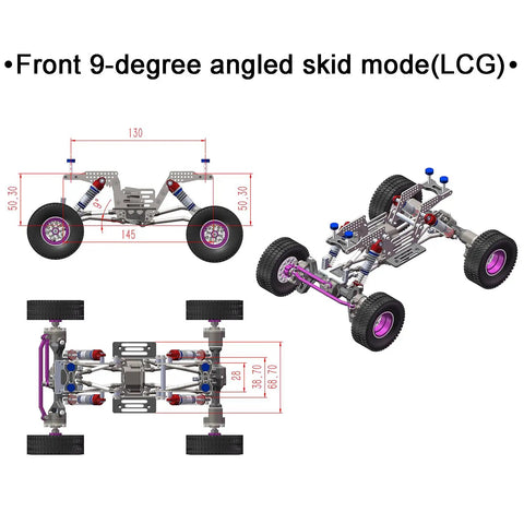 GR5 Titanium LCG Chassis Kit Frame Rail Upgrade For Redcat Ascent 18 1/18 Scale RC Rock Crawler skid mode illustration