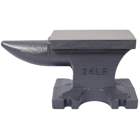 Heavy Duty Cast Iron Anvil With Single Horn And Stable Base For Blacksmiths, 24 lb, Pro Grade Tool for Forging and Riveting