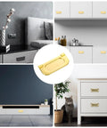 2 Pack Flush Pull Handles For Drawers And Cabinets, 3 Inch Hidden Recessed Ring Pulls, Gold Finish, Installed on Furniture