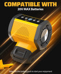 Bluetooth Speaker That Works With DeWALT 20V Max Battery For Jobsite Camping And Festival Gear, angled front view