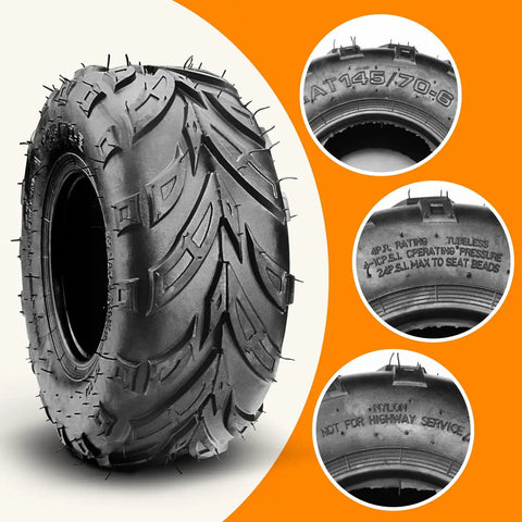 Tubeless 145 70 6 Tire Set For Coleman PowerSports Mini Bikes Go Karts ATVs And Four Wheelers 2 Pack side profile