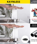 Glass Rinser Cup Washer For Sink Made From 304 Stainless Steel Brushed Finish 4.72 Inch Diameter with hands demonstrating use.